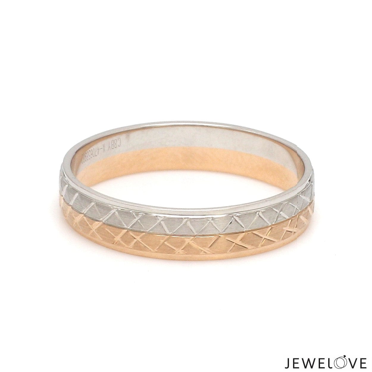 Jewelove™ Rings Platinum Love Bands with Rose Gold Unisex Ring JL PT 1407