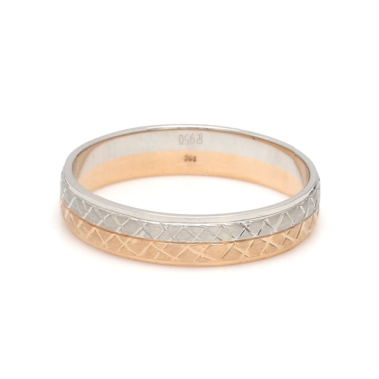 Jewelove™ Rings Platinum Love Bands with Rose Gold Unisex Ring JL PT 1407