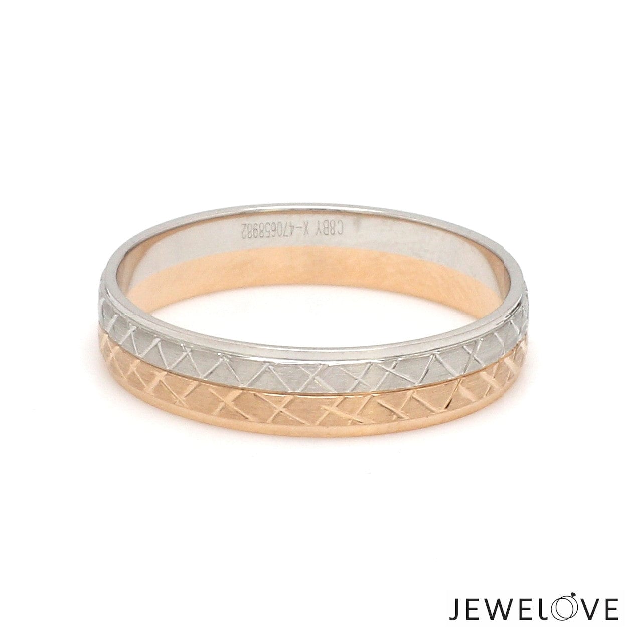 Jewelove™ Rings Platinum Love Bands with Rose Gold Unisex Ring JL PT 1407