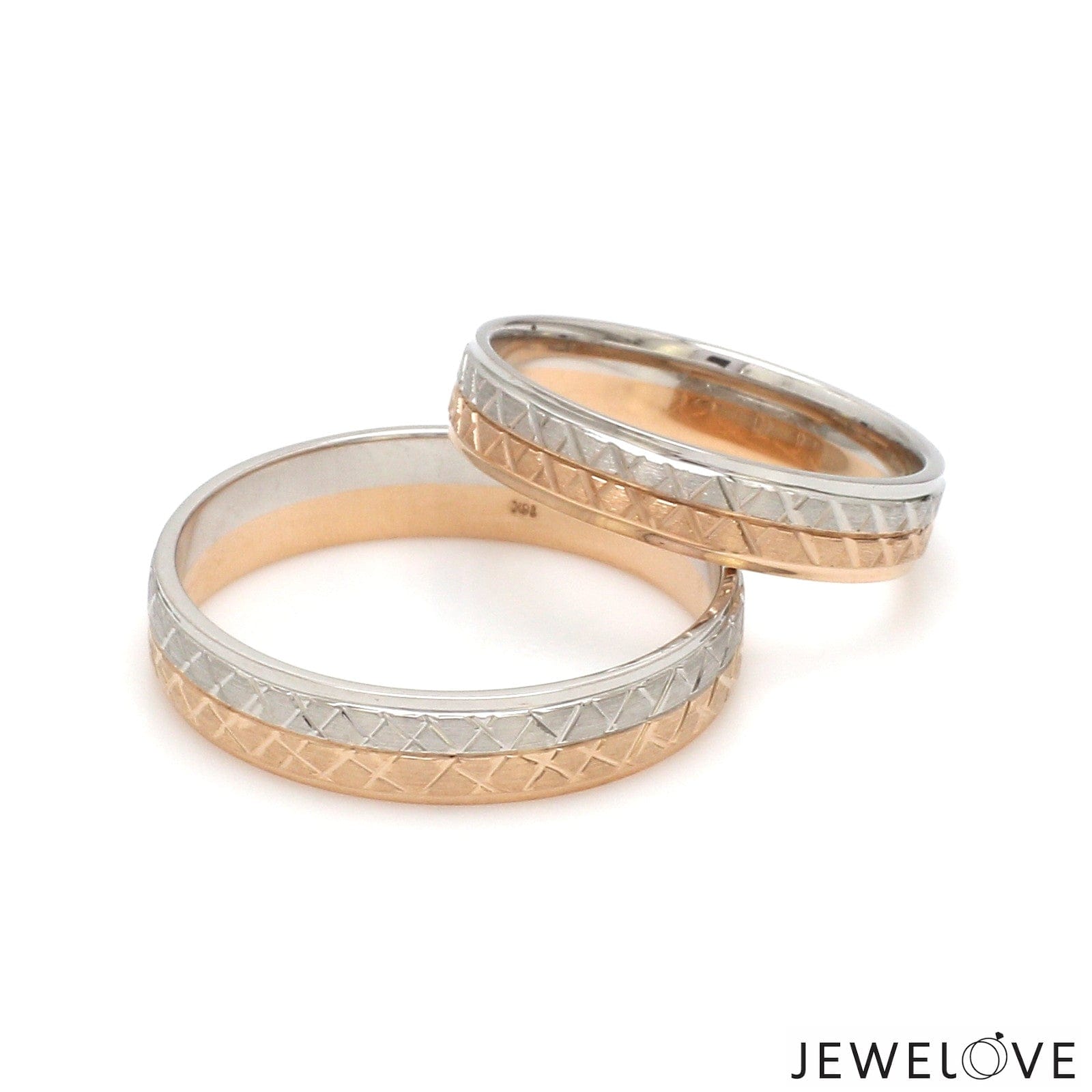 Jewelove™ Rings Platinum Love Bands with Rose Gold Unisex Ring JL PT 1407