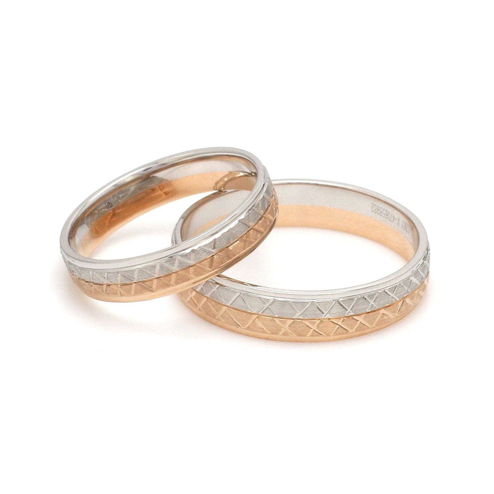 Jewelove™ Rings Platinum Love Bands with Rose Gold Unisex Ring JL PT 1407