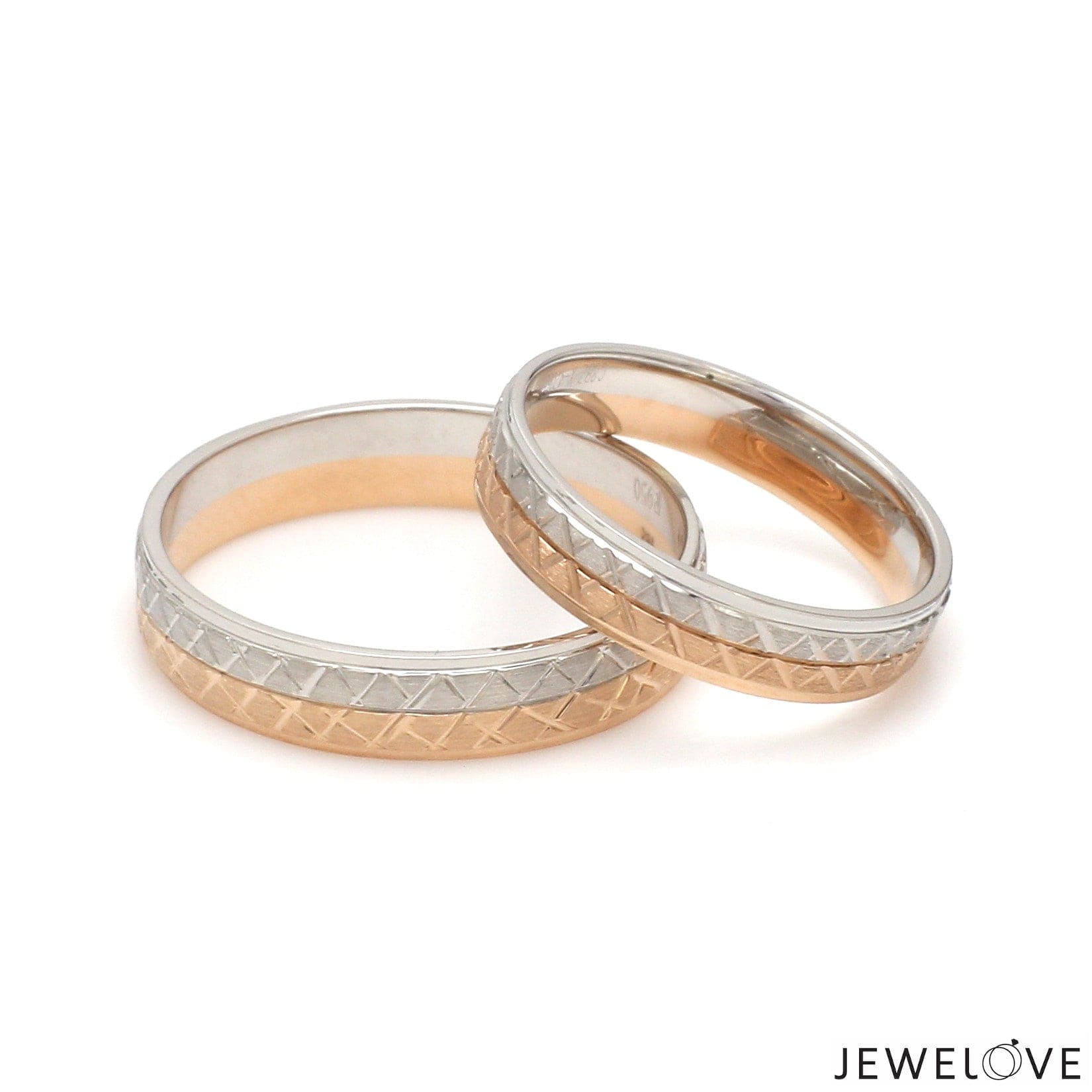 Jewelove™ Rings Platinum Love Bands with Rose Gold Unisex Ring JL PT 1407