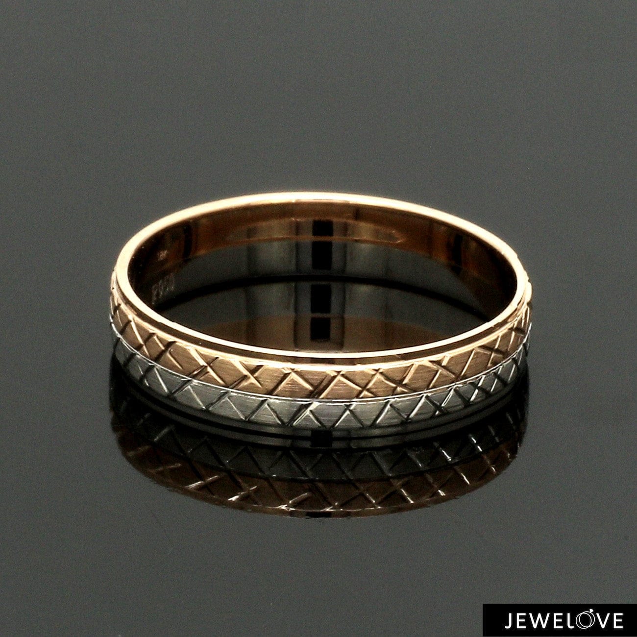 Jewelove™ Rings Men's Band only Platinum Love Bands with Rose Gold Unisex Ring JL PT 1407