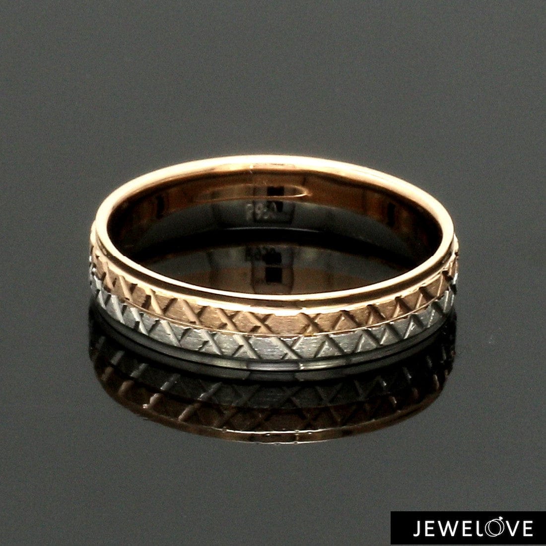 Jewelove™ Rings Women's Band only Platinum Love Bands with Rose Gold Unisex Ring JL PT 1407