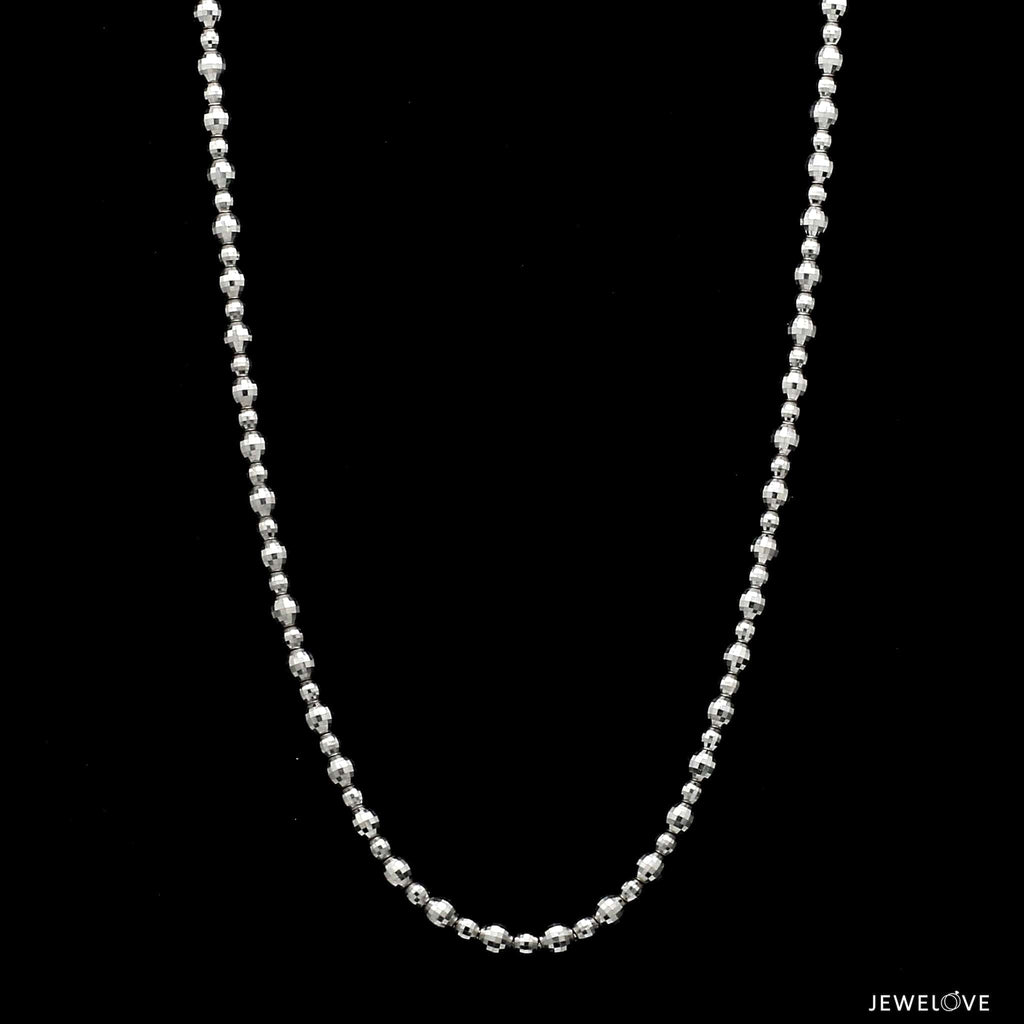 Jewelove™ Chains 16 + 2 inches Platinum Necklace with Diamond Cut Balls JL PT 763