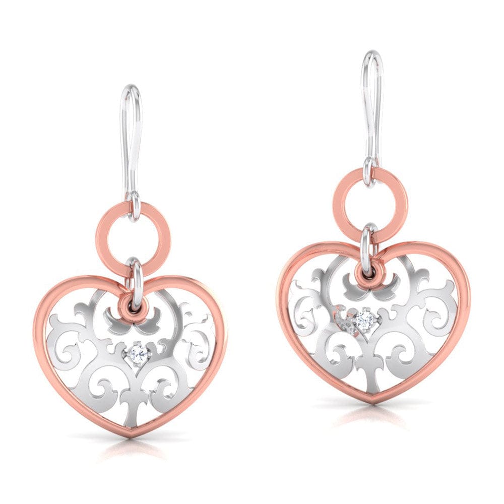 Jewelove™ Earrings SI GH Platinum of Rose Heart Earring with Diamonds JL PT E 8230
