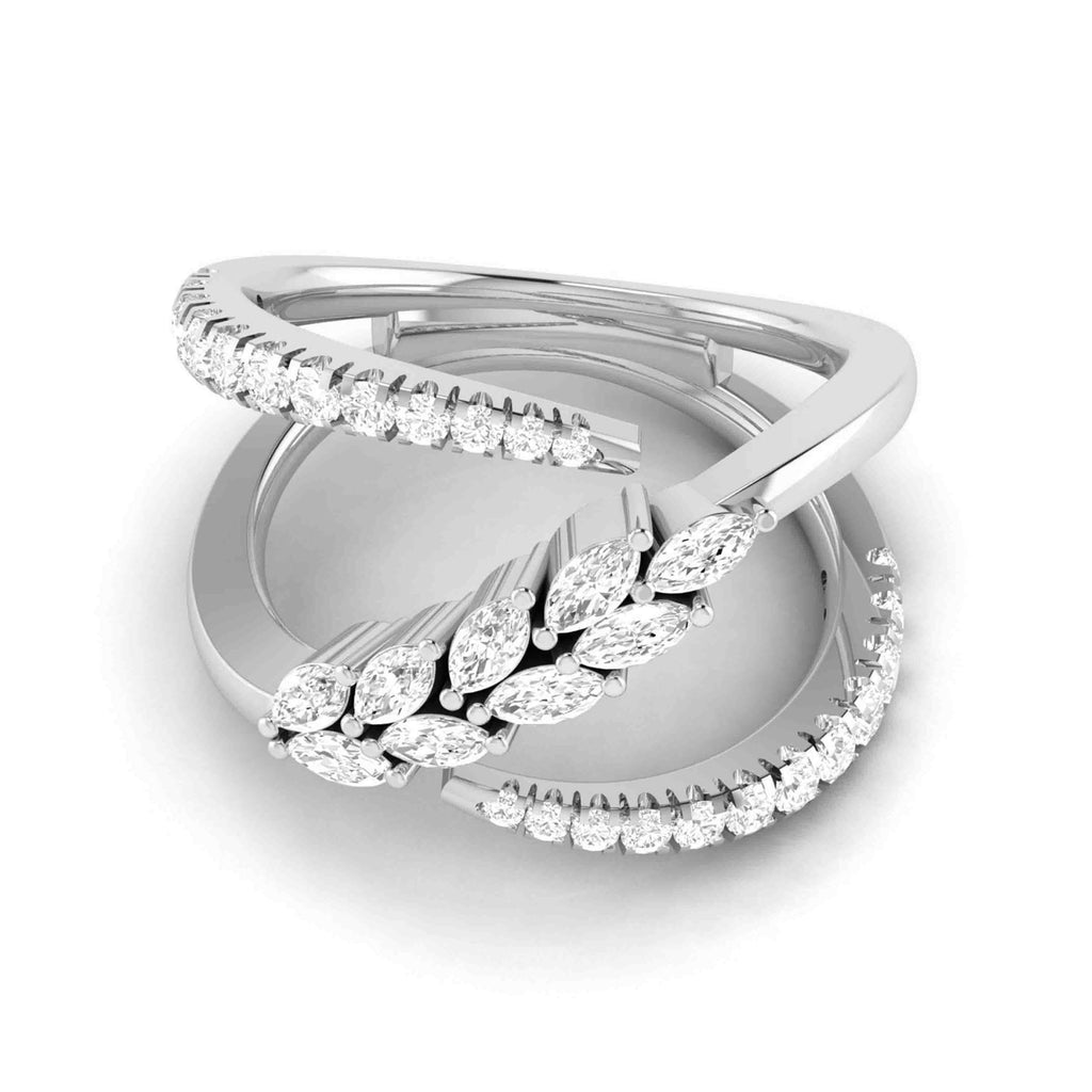 Jewelove™ Rings VS GH / Women's Band only Platinum Pear Marquise Ring with Diamonds for Women JL PT DM 0038