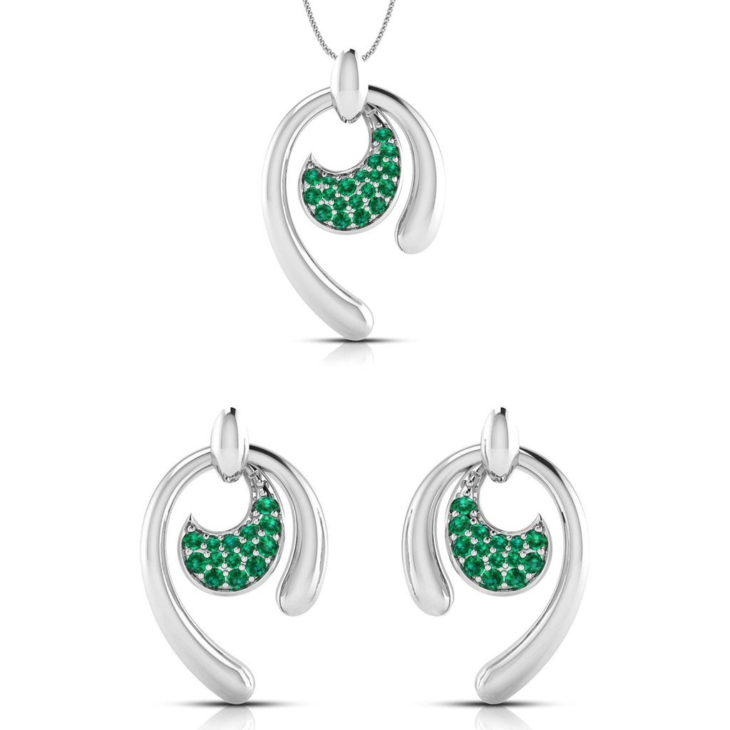 Jewelove™ Pendants & Earrings Pendant Set Platinum Pendant Set with Emerald for Women JL PT PE NL8636-E