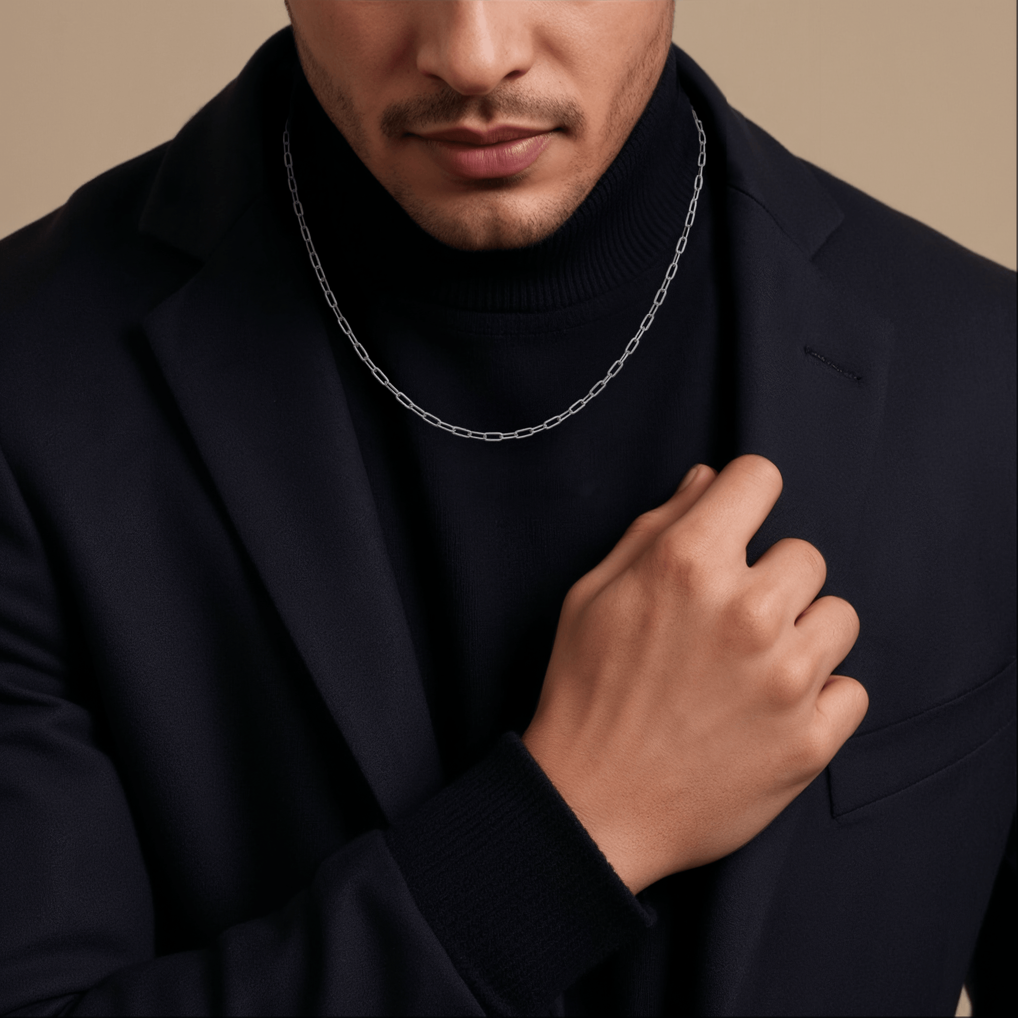 Jewelove™ Chains Platinum Rectangular Links Chain for Unisex JL PT CH 1127