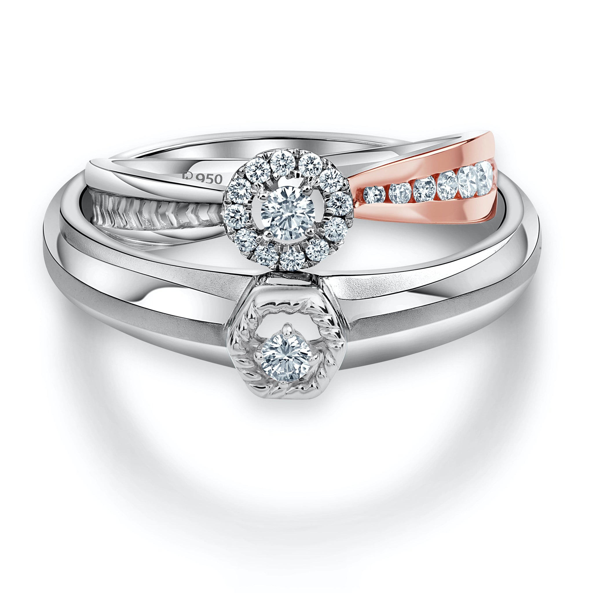 Platinum Rose Gold Couple Rings with Diamonds JL PT 998 – Jewelove™