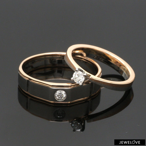 Urbana Gold Plated Solitaire Couple Ring Set With Crystal Stone-150633