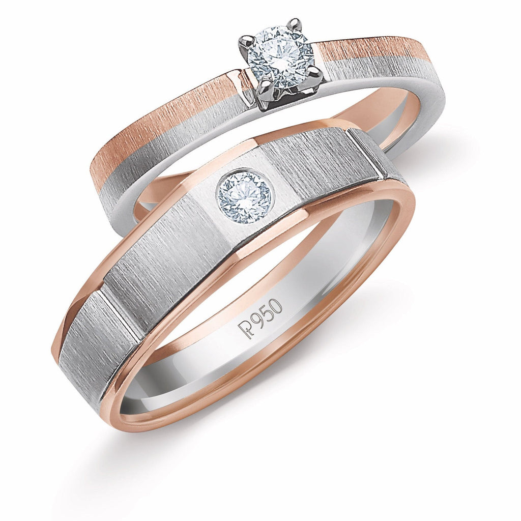 Jewelove™ Rings Both / SI IJ Platinum & Rose Gold Couple Rings with Solitaires JL PT 901