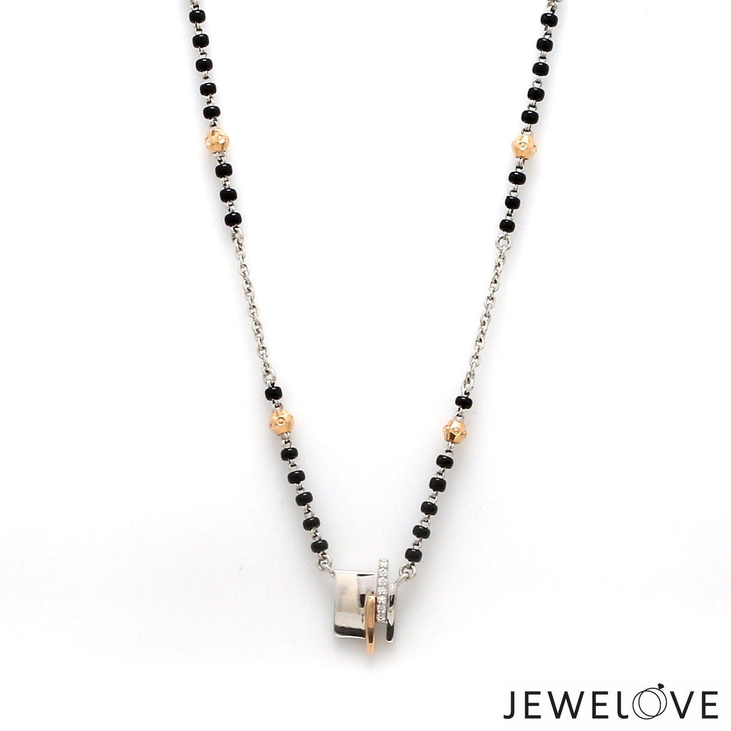 Jewelove™ Necklaces & Pendants Platinum Rose Gold Diamond Mangalsutra Pendant Cable Chain JL PT MS 107