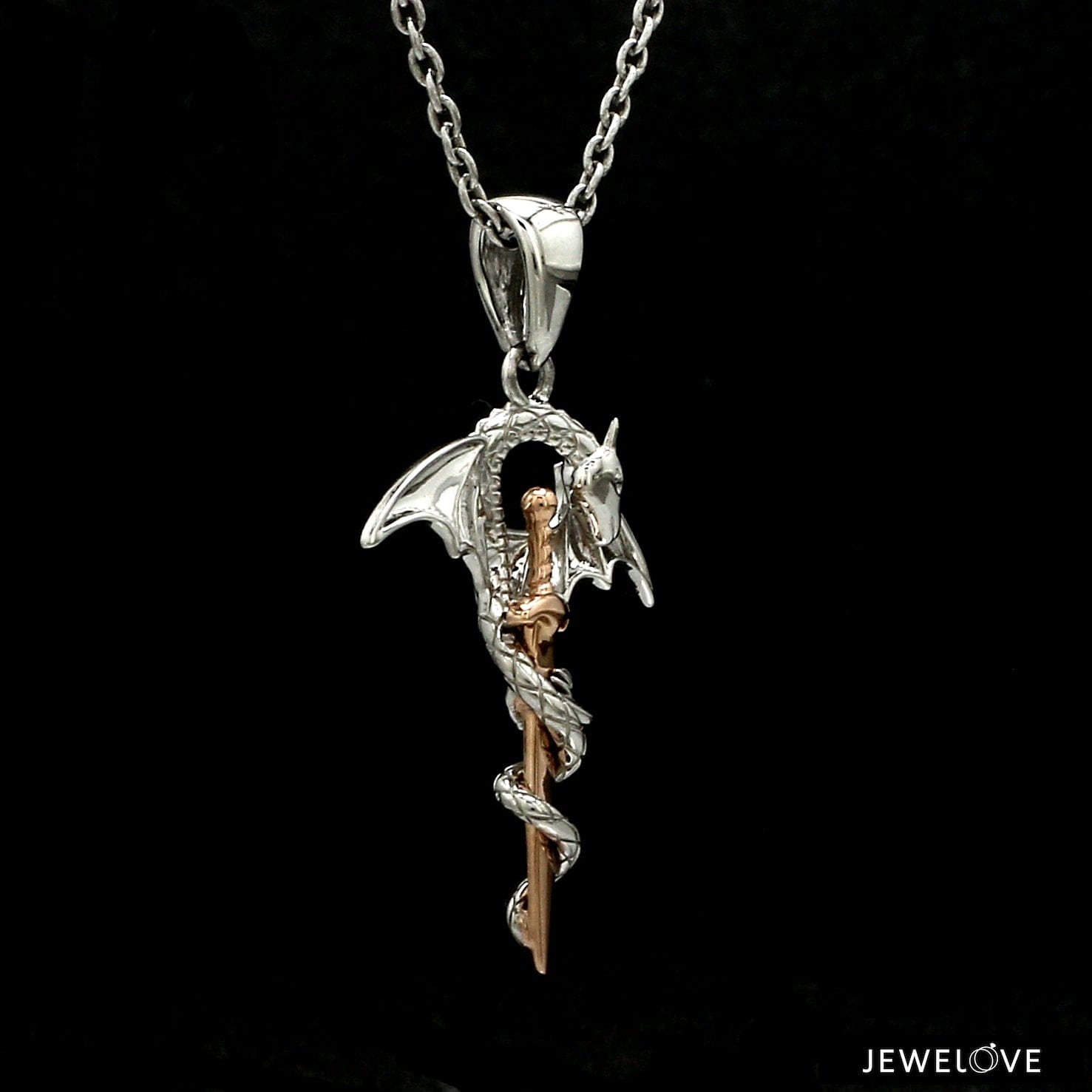 Jewelove™ Pendants Platinum Rose Gold Dragon Unisex Pendant  JL PT P 361
