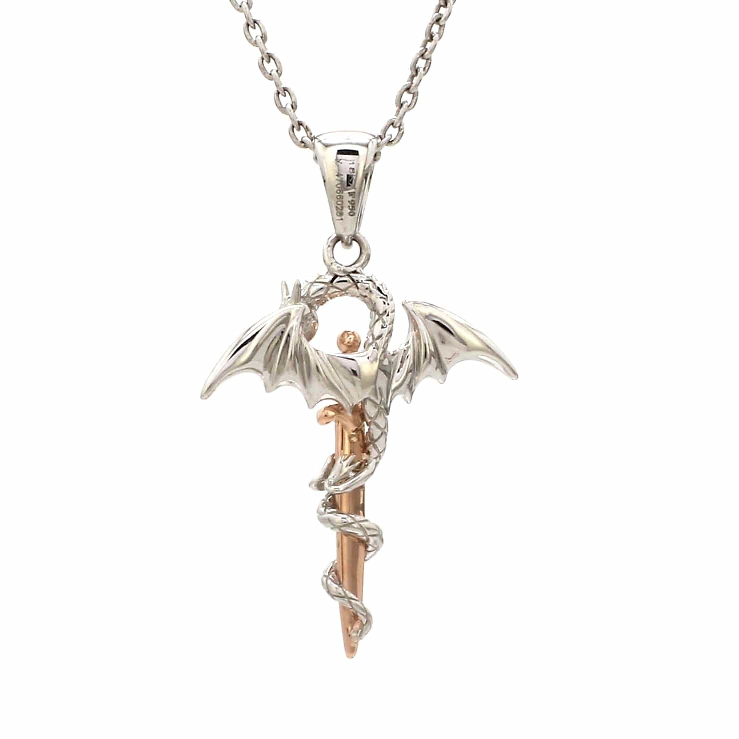 Jewelove™ Pendants Platinum Rose Gold Dragon Unisex Pendant  JL PT P 361
