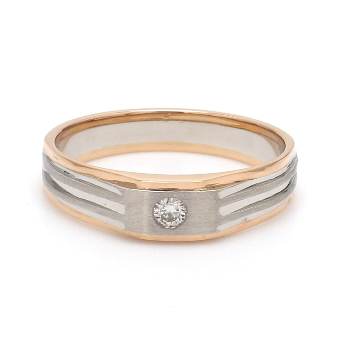 Jewelove™ Rings Men's Band only / SI IJ Platinum & Rose Gold Fusion Single Diamond Ring for Men JL PT 997