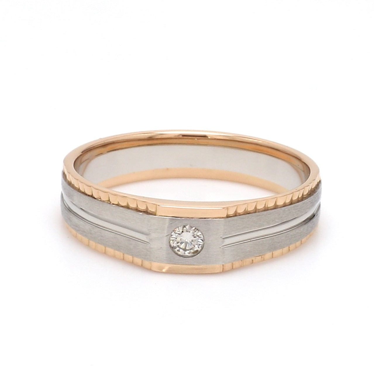 Platinum Rose Gold Fusion Single Diamond Ring with Cutting on