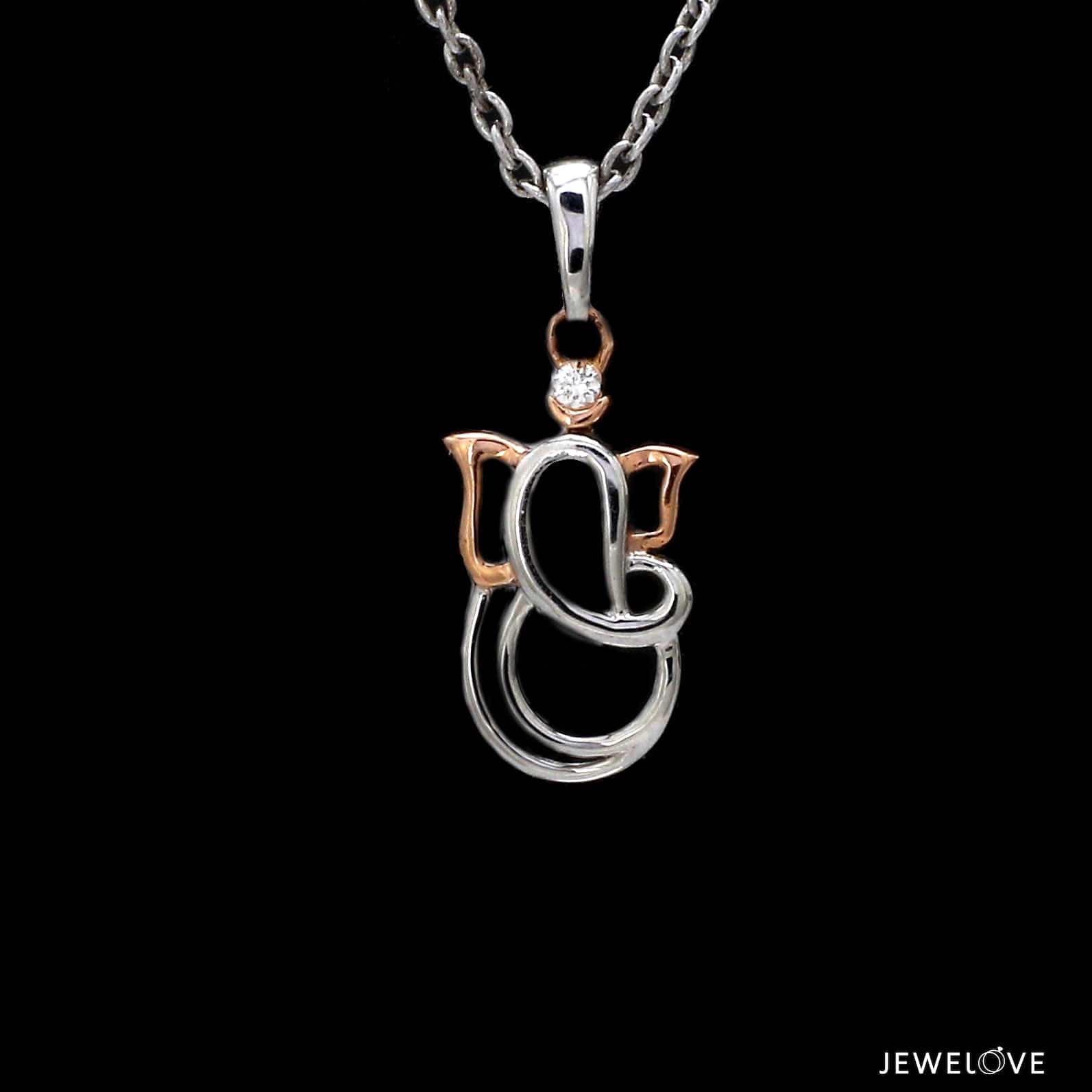 Jewelove™ Pendants Platinum Rose Gold Ganesha Pendant with Diamond JL PT P GANESH JI-6