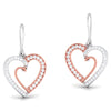 Perspective View of Platinum of Rose Half Heart Pendant Earring with Diamonds JL PT P 8063
