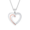 Front View of Platinum of Rose Half Heart Pendant Earring with Diamonds JL PT P 8063