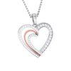 Front Side View of Platinum of Rose Half Heart Pendant Earring with Diamonds JL PT P 8063
