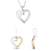 Jewelove™ Pendants & Earrings SI IJ / Yellow Gold Platinum & Rose Gold Hearts & Diamonds Pendant Set JL PT P 8063