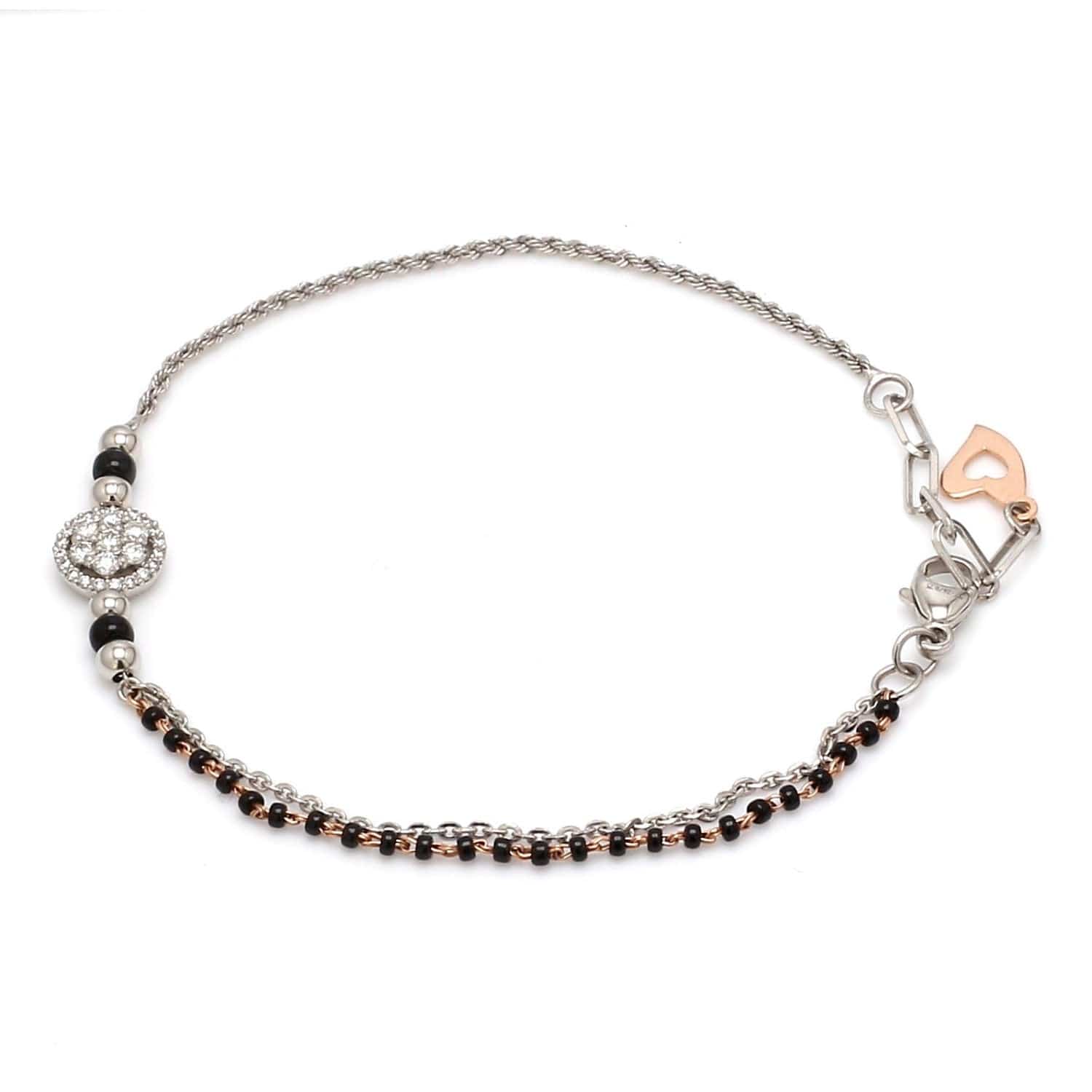 Jewelove™ Bangles & Bracelets Platinum Rose Gold Mangalsutra Diamond Bracelet for Women JL PTB 1211
