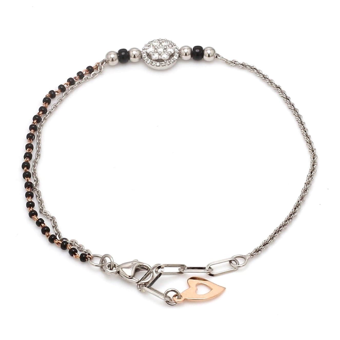 Jewelove™ Bangles & Bracelets Platinum Rose Gold Mangalsutra Diamond Bracelet for Women JL PTB 1211