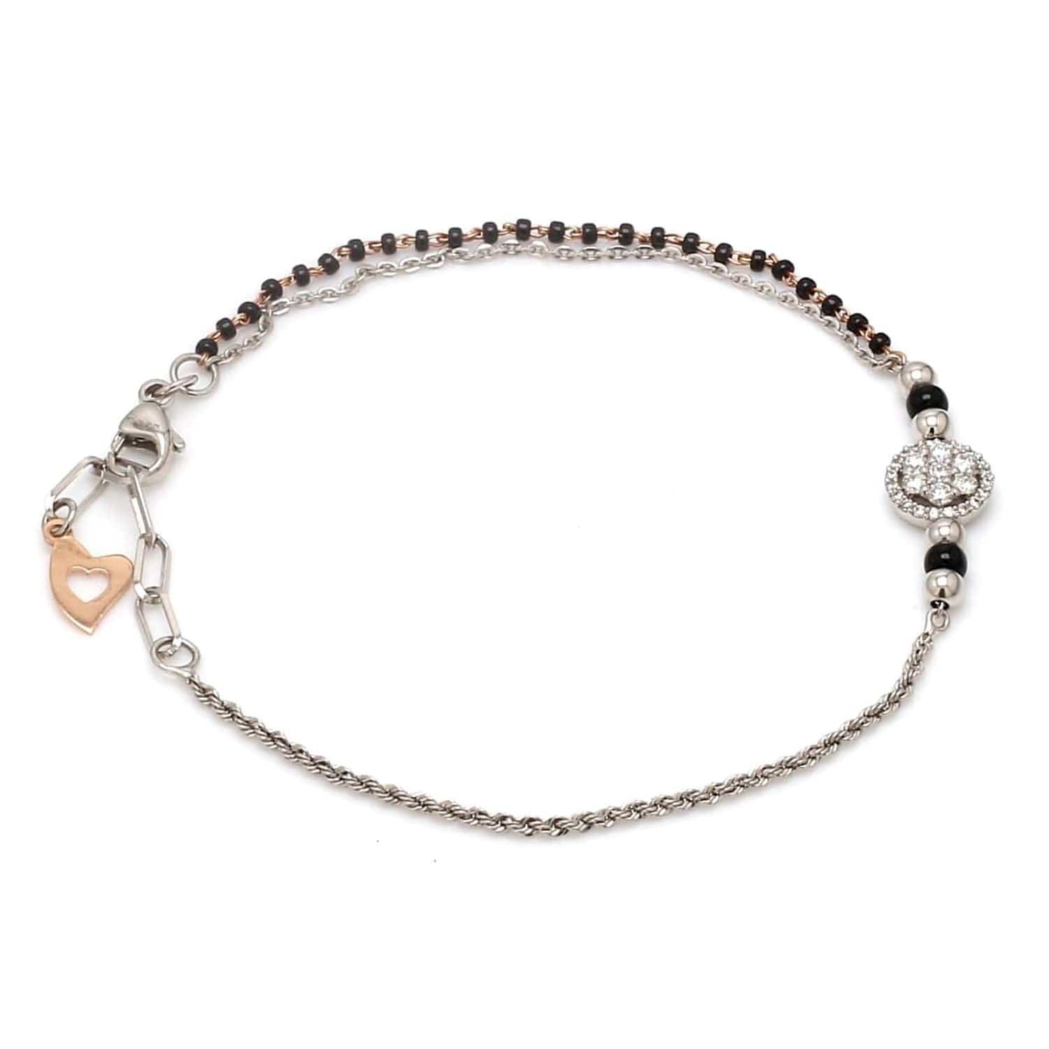 Jewelove™ Bangles & Bracelets Platinum Rose Gold Mangalsutra Diamond Bracelet for Women JL PTB 1211