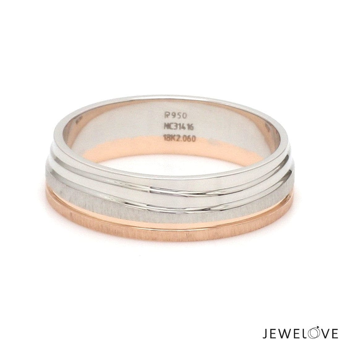 Jewelove™ Rings Platinum Rose Gold Plain Men's & Diamonds Women's Rings JL PT 1256