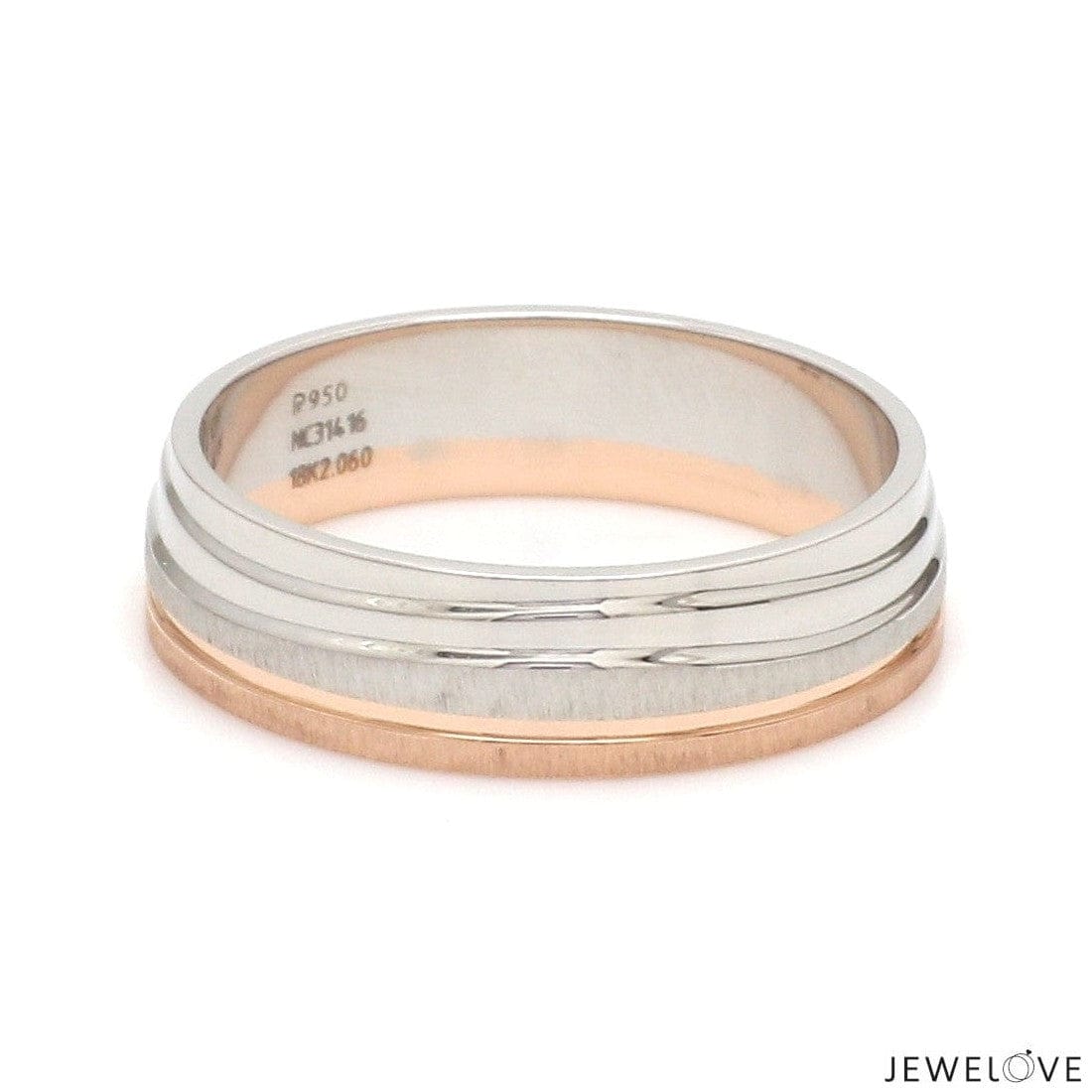 Jewelove™ Rings Platinum Rose Gold Plain Men's & Diamonds Women's Rings JL PT 1256