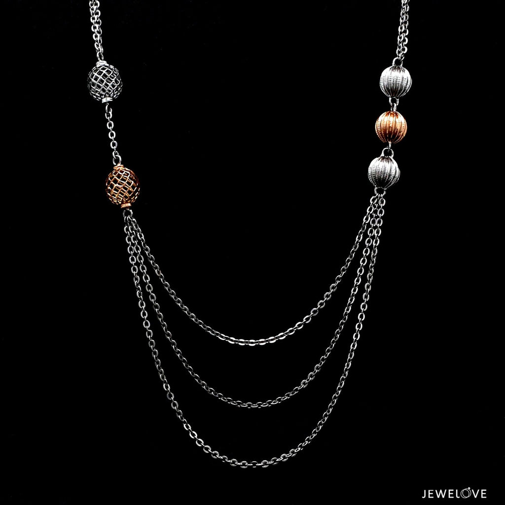 Platinum Rose Gold Triple Layer Necklace for Women JL PT CH 1364 ...