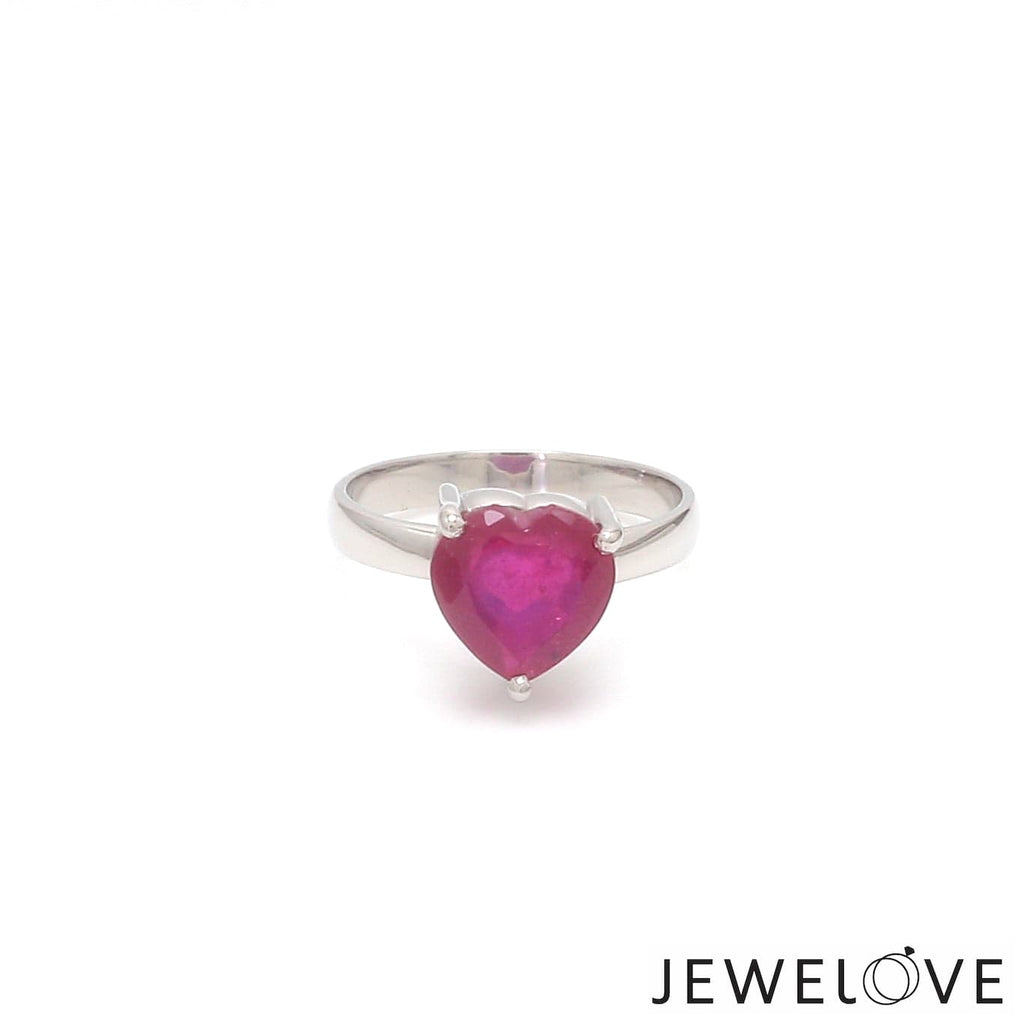 Jewelove™ Rings Women's Band only Platinum Ruby Heart Ring for Women