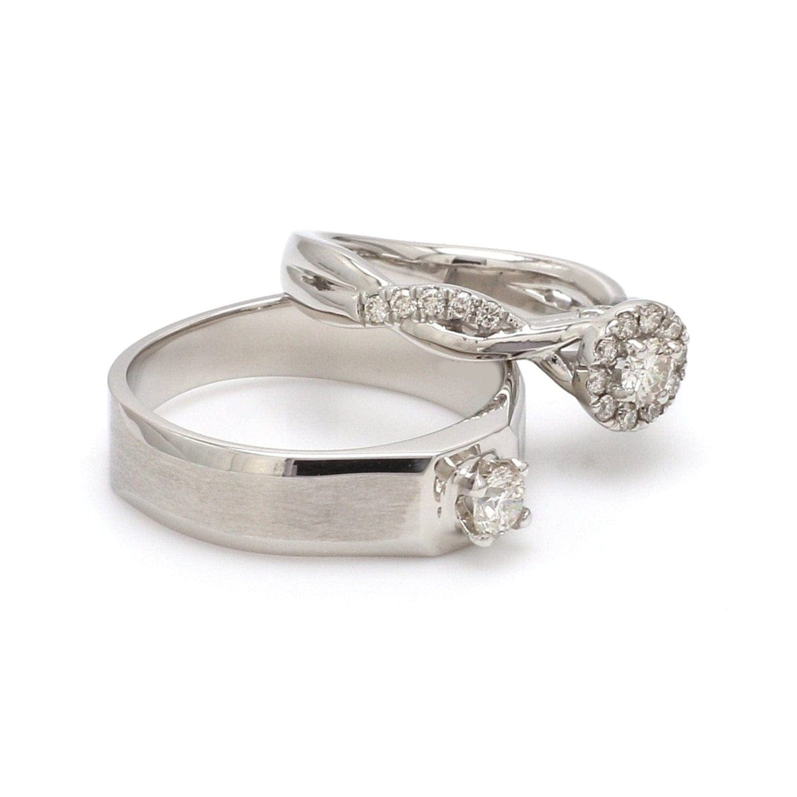 Jewelove™ Rings Platinum Solitaire Couple Rings JL PT 983