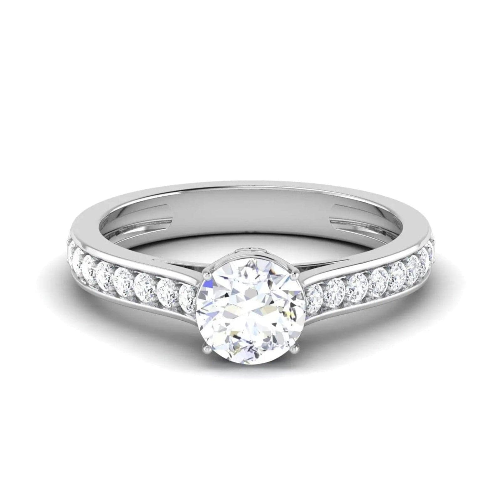 Jewelove™ Rings Platinum Solitaire Engagement Ring with Diamond Shank for Women JL PT 512