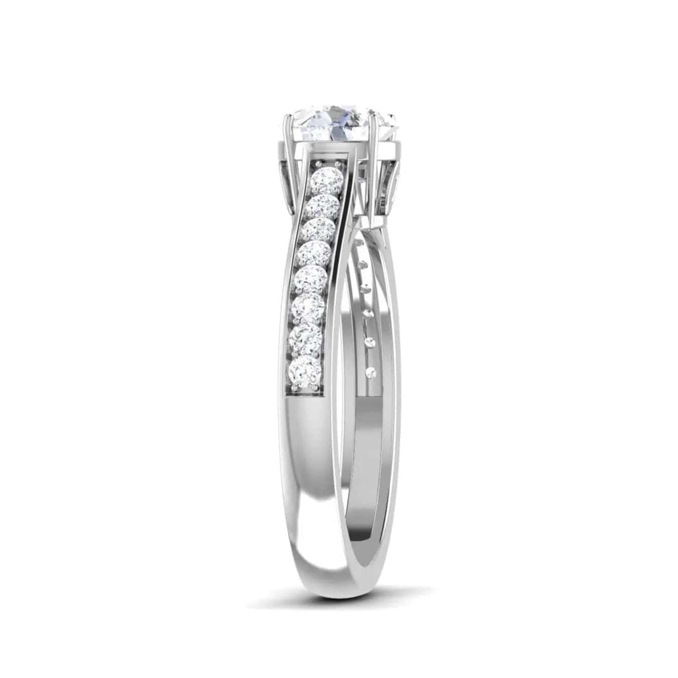 Jewelove™ Rings Platinum Solitaire Engagement Ring with Diamond Shank for Women JL PT 512