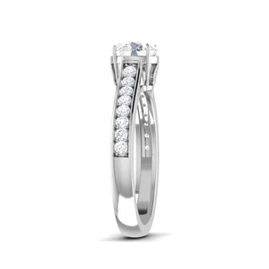 Platinum Solitaire Engagement Ring with Diamond Shank for Women JL PT 512