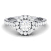 Jewelove™ Rings Women's Band only Platinum Solitaire Halo Engagement Ring with Diamond Shank JL PT 465