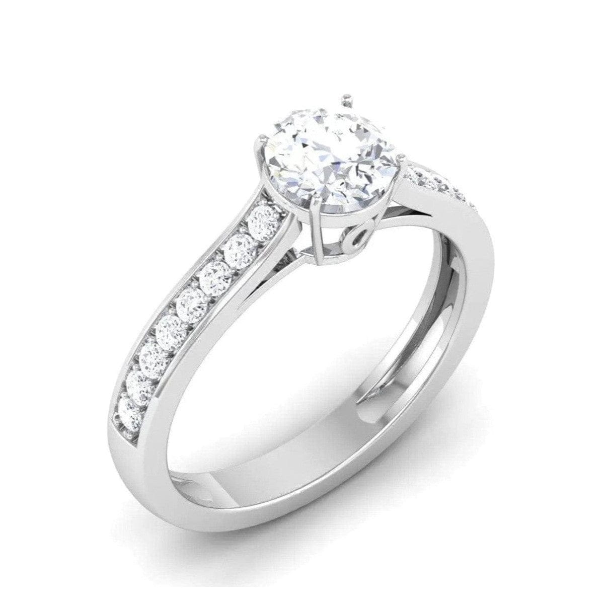 Jewelove™ Rings Women's Band only Platinum Solitaire Setting with Diamond Shank for Women JL PT 512-M