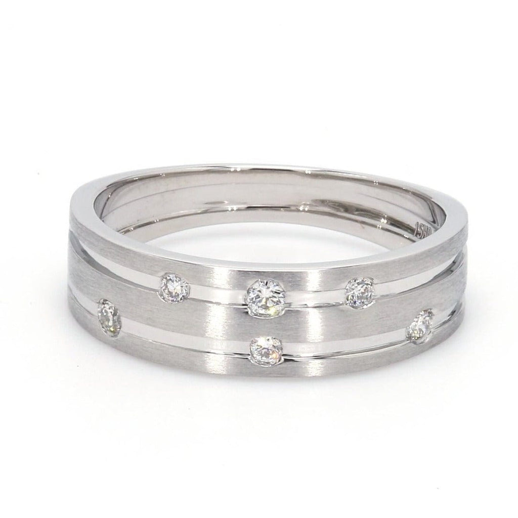 Jewelove™ Rings Ready to Ship - Ring Size 11 - Designer Platinum Ring with Grooves & Diamonds for Women JL PT 570