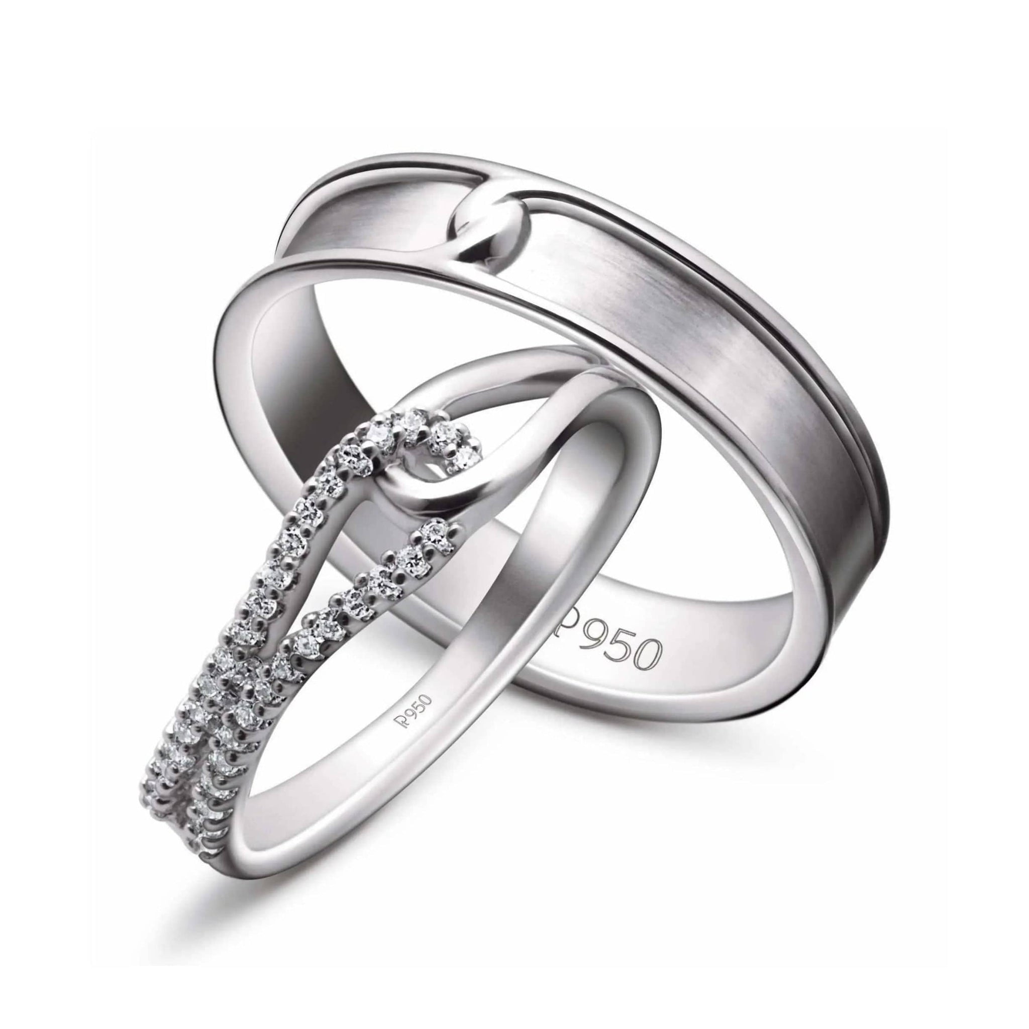 アクセサリー PLATINUM Women's Ring Ready to Ship - Ring Size 11, Platinum Women's Ring with Curves JL
