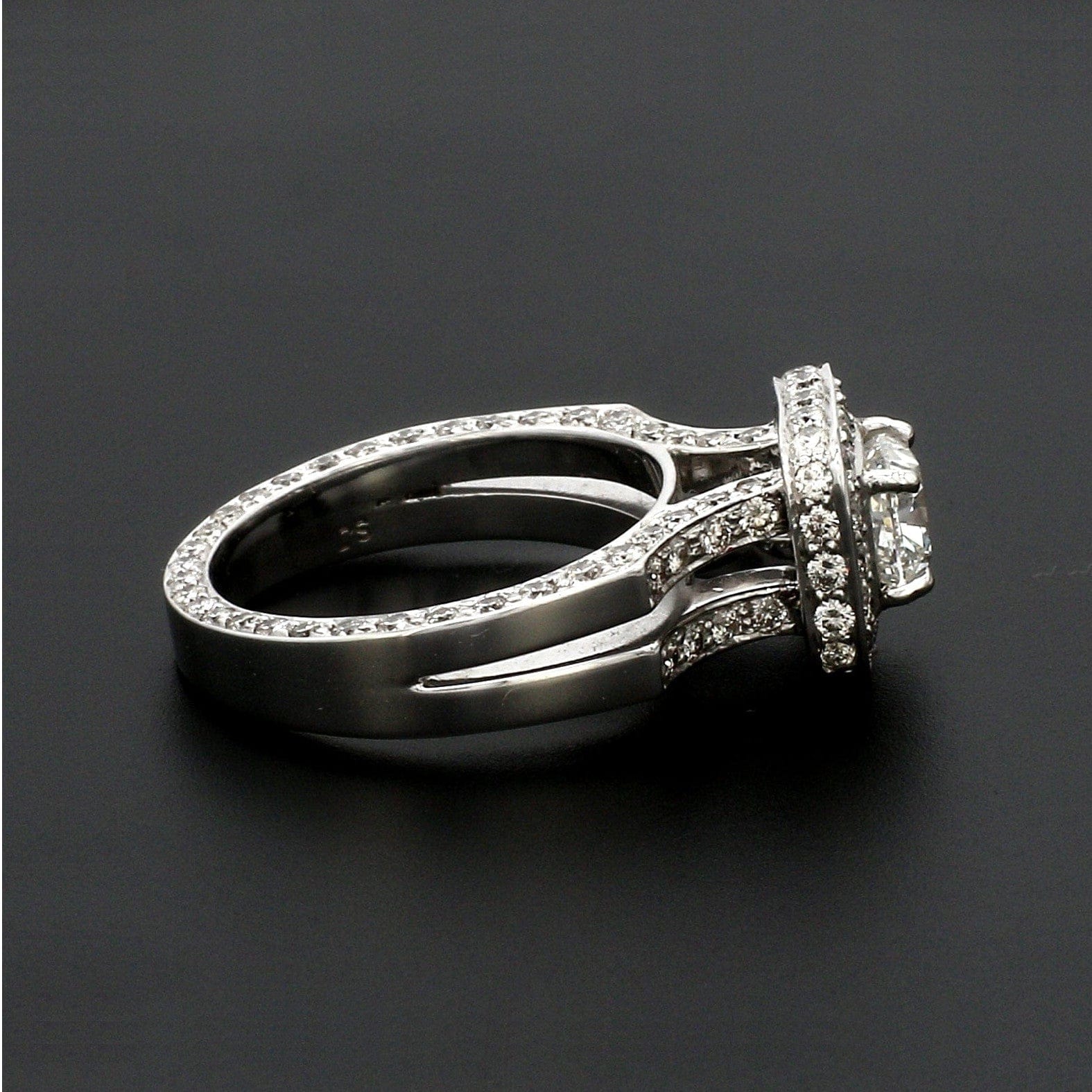 Jewelove™ Rings Women's Band only / I VS1 Ready to Ship - Ring Size 12, 14K White Gold Cushion Cut Designer Halo Solitaire Engagement Ring JL AU 1212