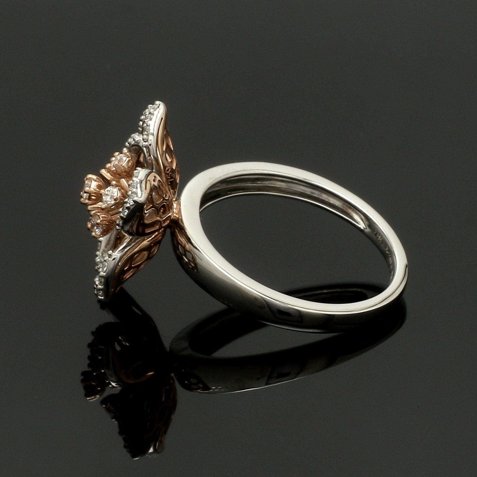 Jewelove™ Rings Ready to Ship - Ring Size 12 - Platinum Pink Flower with Diamonds Ring for Women JL PT 1311