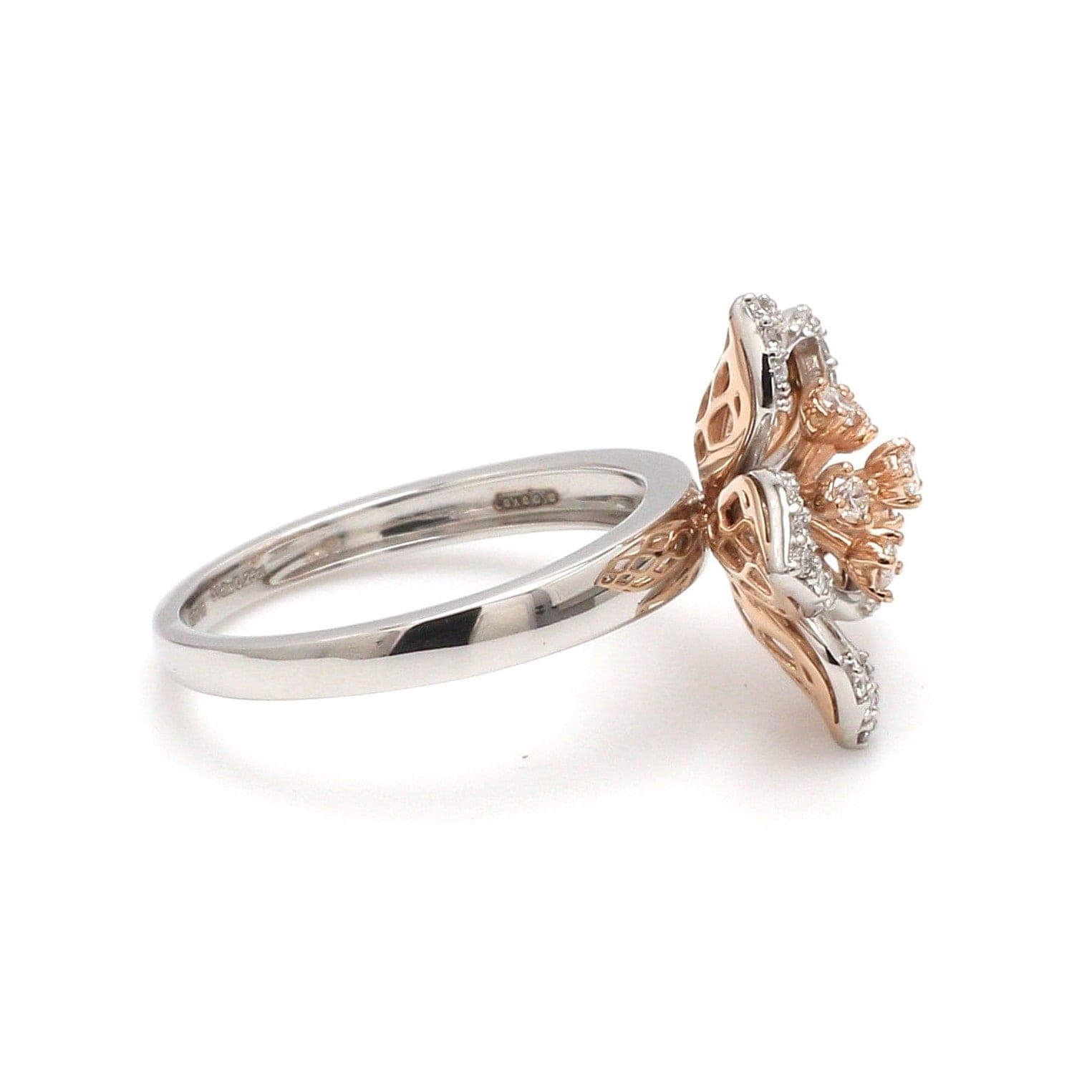 Jewelove™ Rings Ready to Ship - Ring Size 12 - Platinum Pink Flower with Diamonds Ring for Women JL PT 1311