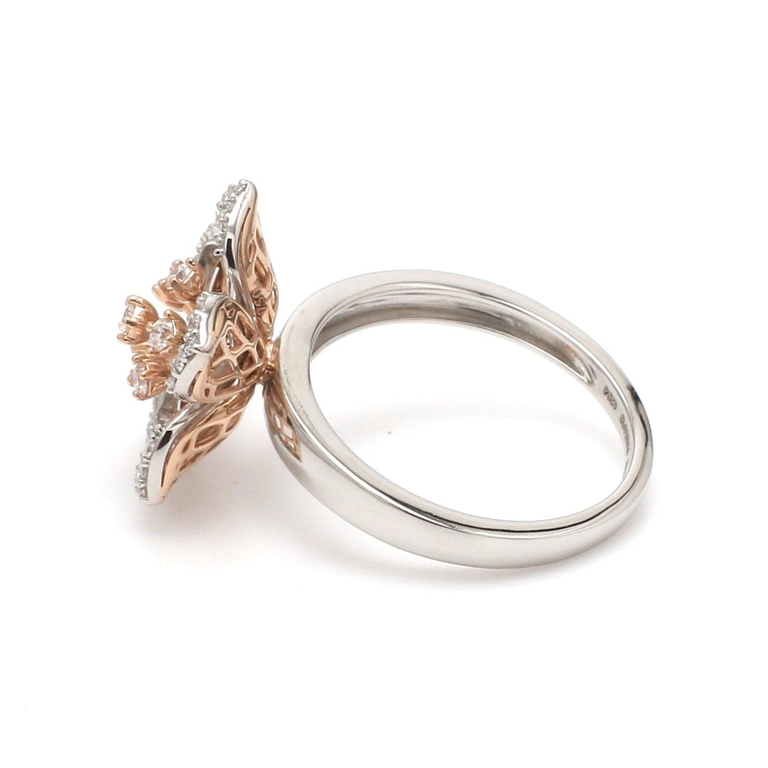 Jewelove™ Rings Ready to Ship - Ring Size 12 - Platinum Pink Flower with Diamonds Ring for Women JL PT 1311