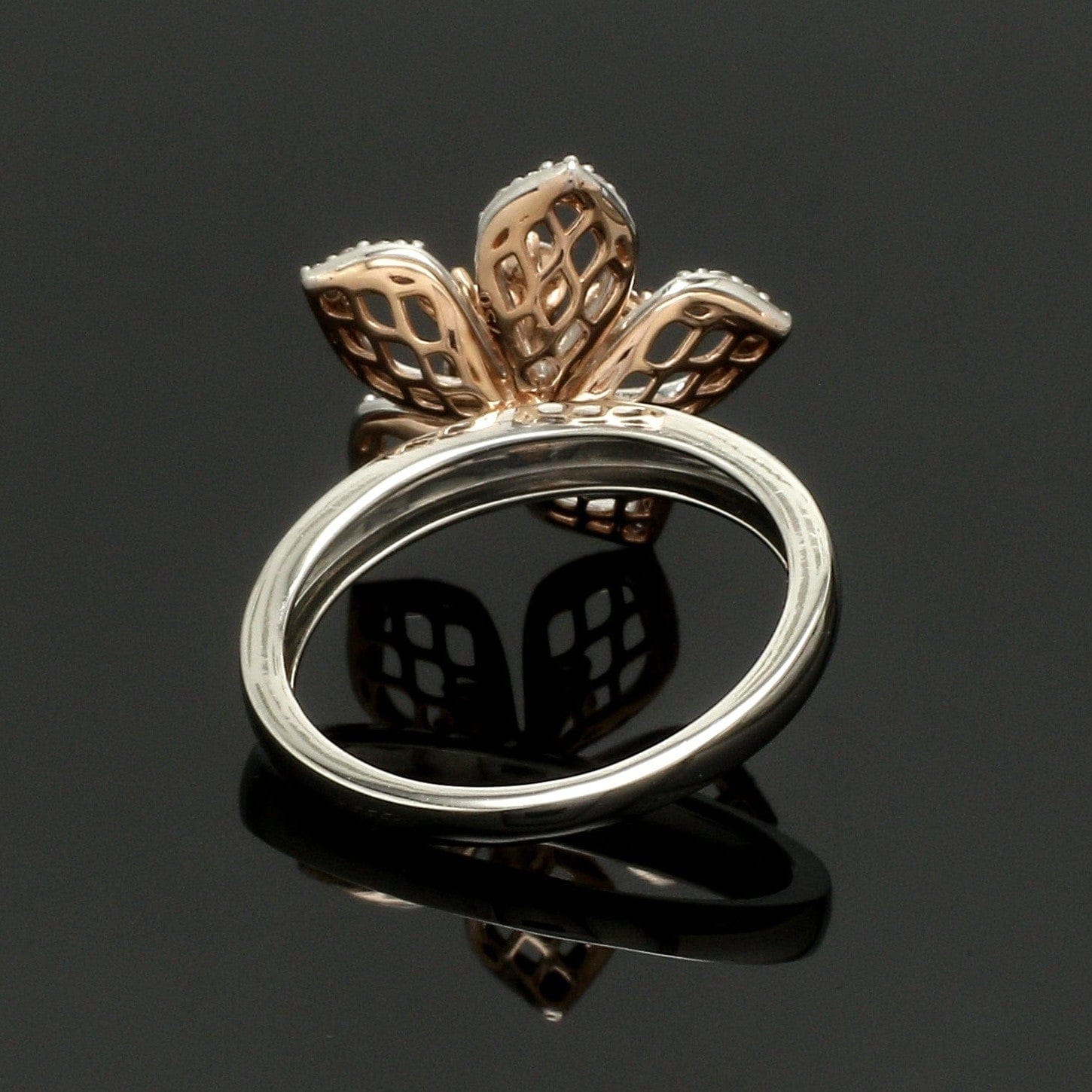 Jewelove™ Rings Ready to Ship - Ring Size 12 - Platinum Pink Flower with Diamonds Ring for Women JL PT 1311