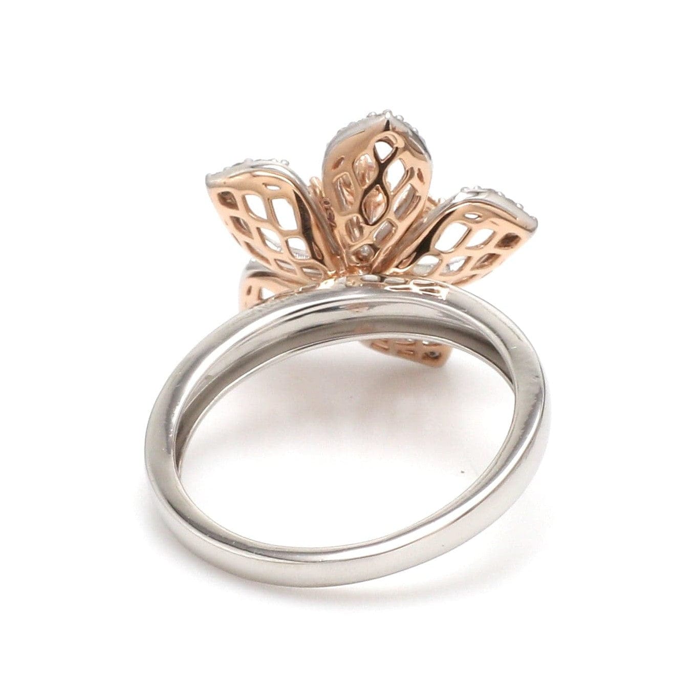 Jewelove™ Rings Ready to Ship - Ring Size 12 - Platinum Pink Flower with Diamonds Ring for Women JL PT 1311