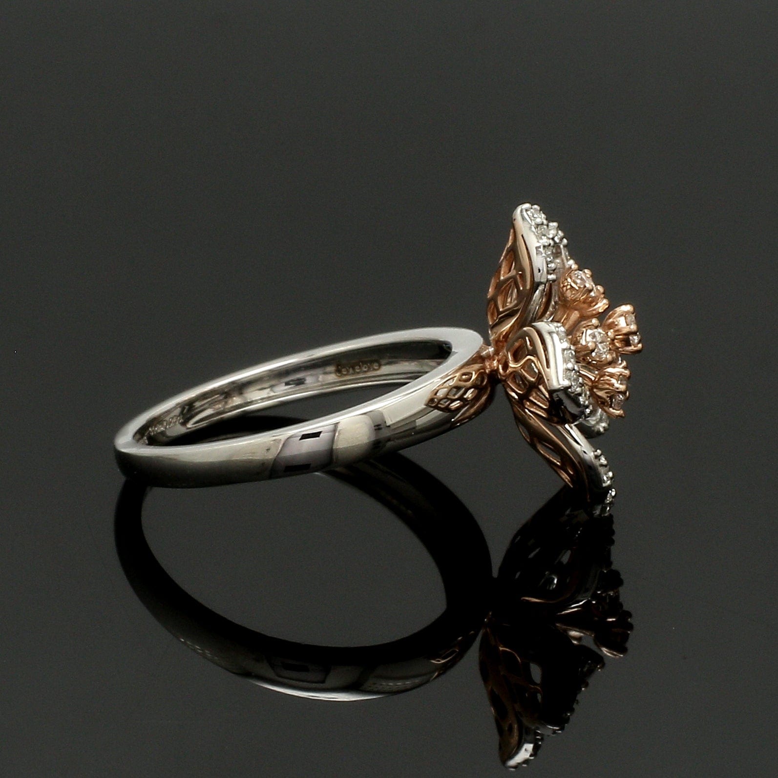 Jewelove™ Rings Ready to Ship - Ring Size 12 - Platinum Pink Flower with Diamonds Ring for Women JL PT 1311