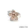 Jewelove™ Rings Ready to Ship - Ring Size 12 - Platinum Pink Flower with Diamonds Ring for Women JL PT 1311