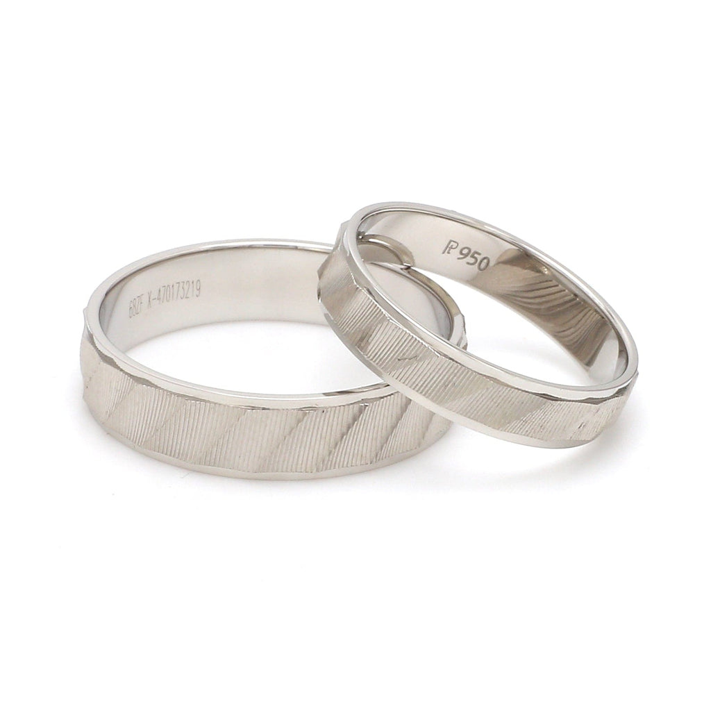 Jewelove™ Rings Both Ready to Ship - Ring Sizes 11, 20 - Designer Plain Platinum Love Bands with Unique Slanting Texture JL PT 1108